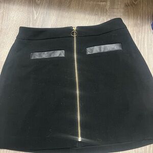 Express Black Mini Skirt with Gold Zipper